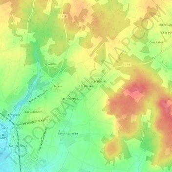 Mapa topográfico Les Benons, altitud, relieve