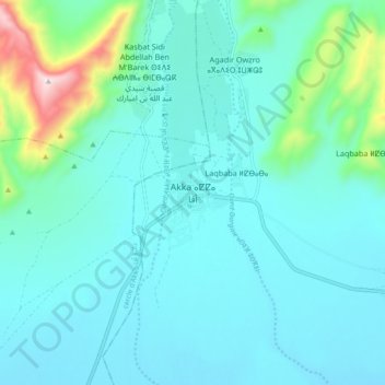 Mapa topográfico Akka, altitud, relieve