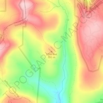 Mapa topográfico 2768 feet, altitud, relieve