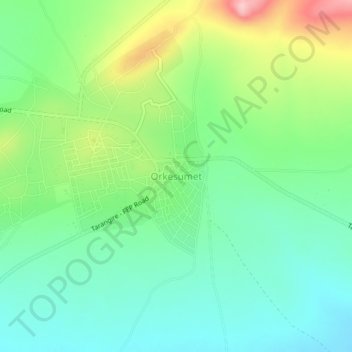 Mapa topográfico Orkesumet, altitud, relieve