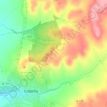 Mapa topográfico Alfalfar, altitud, relieve