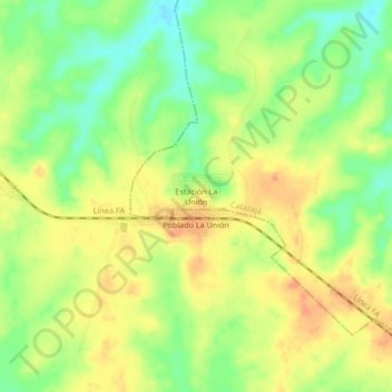 Mapa topográfico Estación La Unión, altitud, relieve