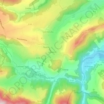 Mapa topográfico La Bataille, altitud, relieve