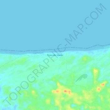 Mapa topográfico Praia de Xavier, altitud, relieve