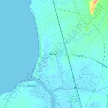 Mapa topográfico Dahanu, altitud, relieve