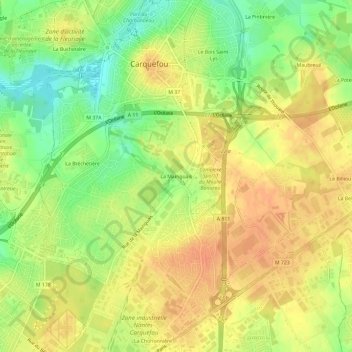 Mapa topográfico La Mainguais, altitud, relieve