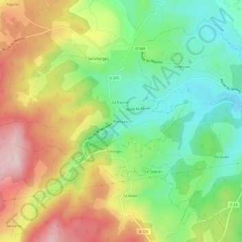 Mapa topográfico Pontajou, altitud, relieve