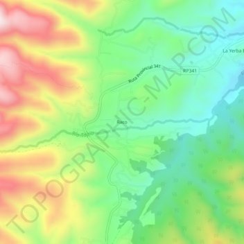 Mapa topográfico Raco, altitud, relieve