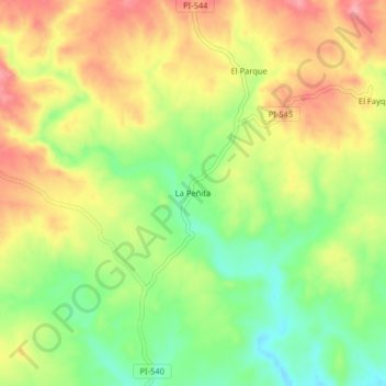 Mapa topográfico La Peñita, altitud, relieve