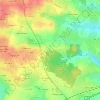 Mapa topográfico La Deloire, altitud, relieve