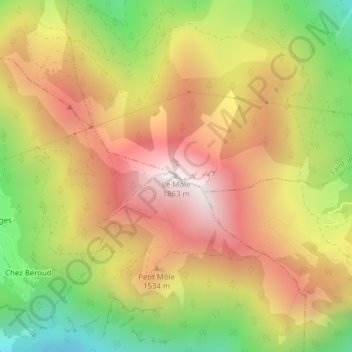 Mapa topográfico Le Môle, altitud, relieve