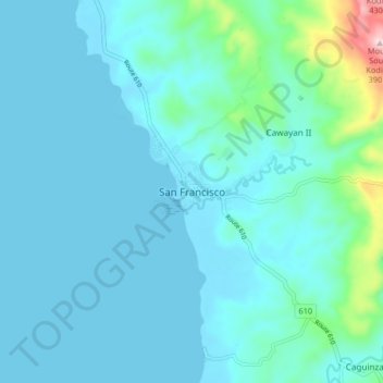 Mapa topográfico San Francisco, altitud, relieve