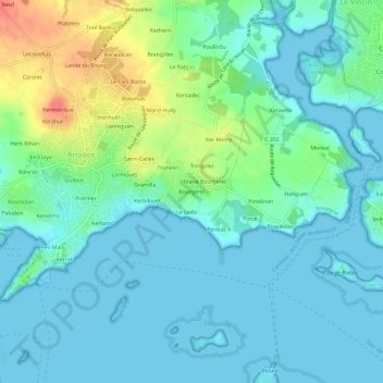 Mapa topográfico Bourgerel, altitud, relieve