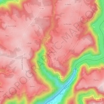 Mapa topográfico Le Breuil, altitud, relieve