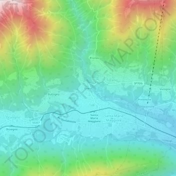 Mapa topográfico Crana, altitud, relieve