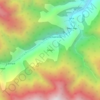 Mapa topográfico Zongo, altitud, relieve