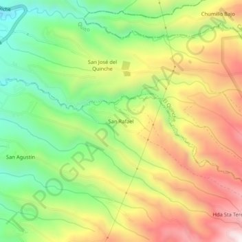 Mapa topográfico San Rafael, altitud, relieve