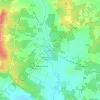 Mapa topográfico Chez Girard_, altitud, relieve