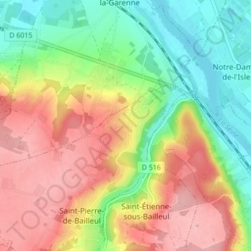 Mapa topográfico Dormont, altitud, relieve