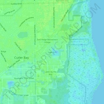 Mapa topográfico Saga Bay, altitud, relieve
