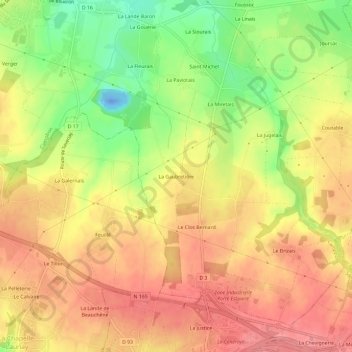 Mapa topográfico La Gaubretière, altitud, relieve