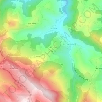 Mapa topográfico Le Plo, altitud, relieve