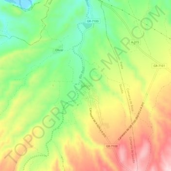 Mapa topográfico Bácor, altitud, relieve