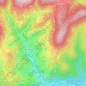 Mapa topográfico Kalblin, altitud, relieve