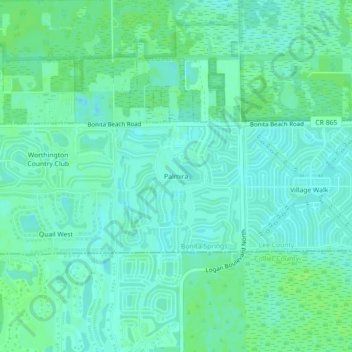 Mapa topográfico Palmira, altitud, relieve