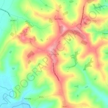 Mapa topográfico Cerqueto, altitud, relieve
