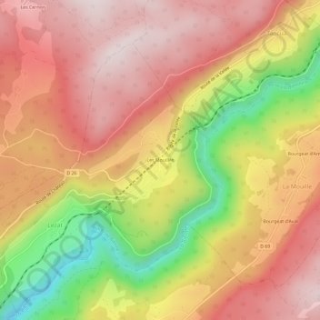 Mapa topográfico Les Mouillés, altitud, relieve