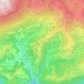 Mapa topográfico Conco, altitud, relieve