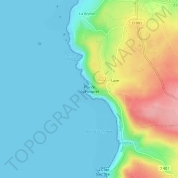 Mapa topográfico Pointe du Houpret, altitud, relieve