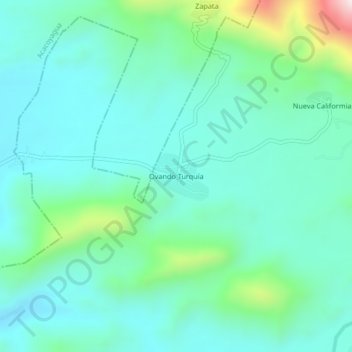 Mapa topográfico Ovando Turquía, altitud, relieve