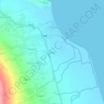 Mapa topográfico Gajo, altitud, relieve
