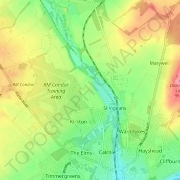 Mapa topográfico Orchard Grove, altitud, relieve