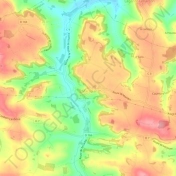 Mapa topográfico A Doat, altitud, relieve