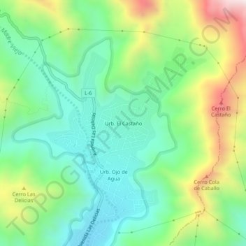 Mapa topográfico Urb. El Castaño, altitud, relieve