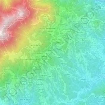 Mapa topográfico Vico, altitud, relieve