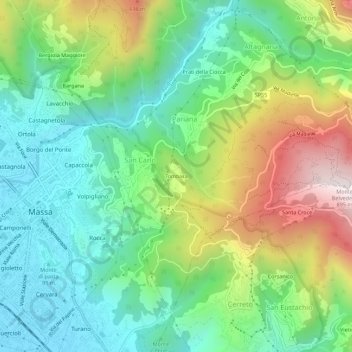 Mapa topográfico Tombara, altitud, relieve