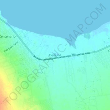 Mapa topográfico Puerta Azul, altitud, relieve
