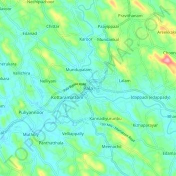 Mapa topográfico Pala, altitud, relieve