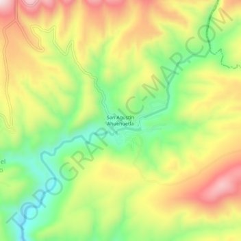 Mapa topográfico San Agustín Ahuehuetla, altitud, relieve