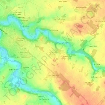 Mapa topográfico La Durbelière, altitud, relieve