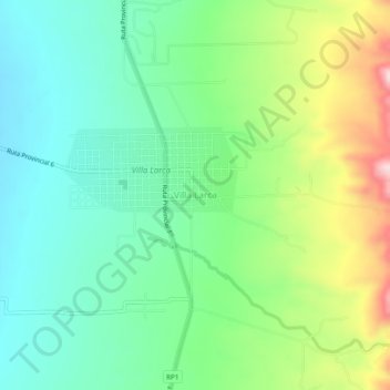 Mapa topográfico Villa Larca, altitud, relieve
