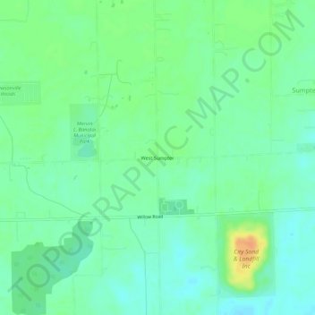 Mapa topográfico West Sumpter, altitud, relieve