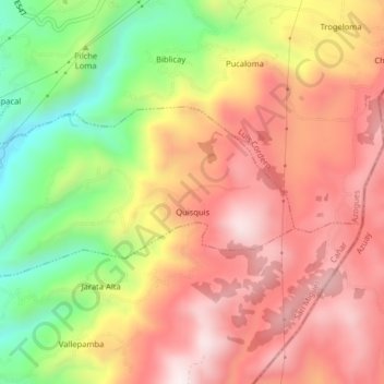 Mapa topográfico Borrero, altitud, relieve