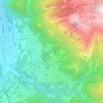 Mapa topográfico Concenedo, altitud, relieve
