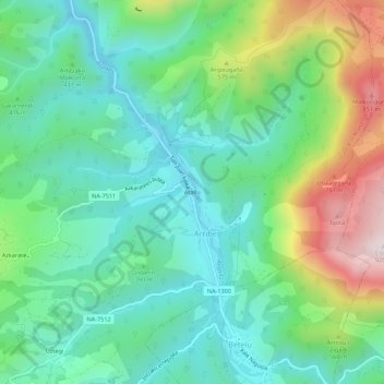Mapa topográfico Atallo, altitud, relieve