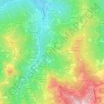 Mapa topográfico Soriasco, altitud, relieve